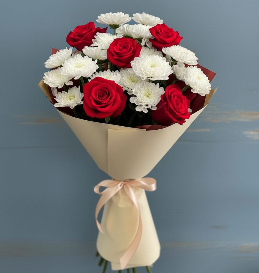 Букет цветов из: Розы и Хризантемы в Бижбуляк