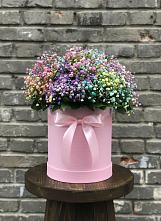 Цветочная композиция из Гипсофила и Розы в шляпной коробке в Бижбуляк