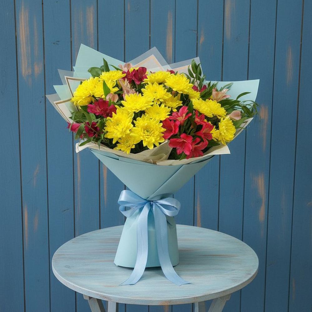 Букет цветов из: Альстромерии и Хризантемы в Бижбуляк