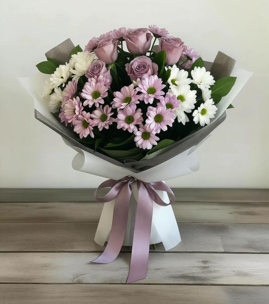 Букет цветов из: Хризантемы и Розы в Бижбуляк