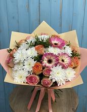Букет цветов из:  Розы, Герберы и Хризантемы в Бижбуляк