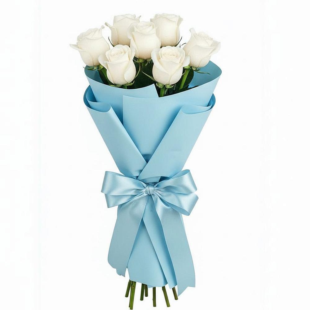 Букет 7 белых роз Проуд в Бижбуляк