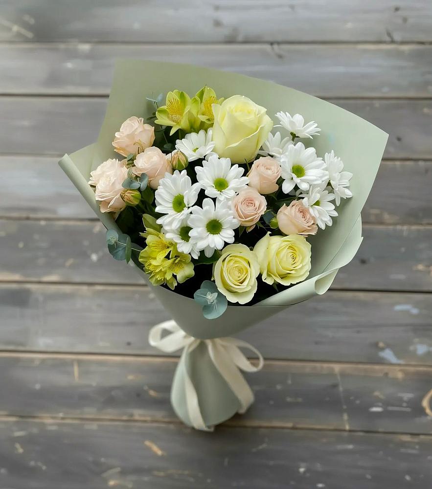 Букет цветов из: Альстромерии, Розы и Хризантемы в Бижбуляк