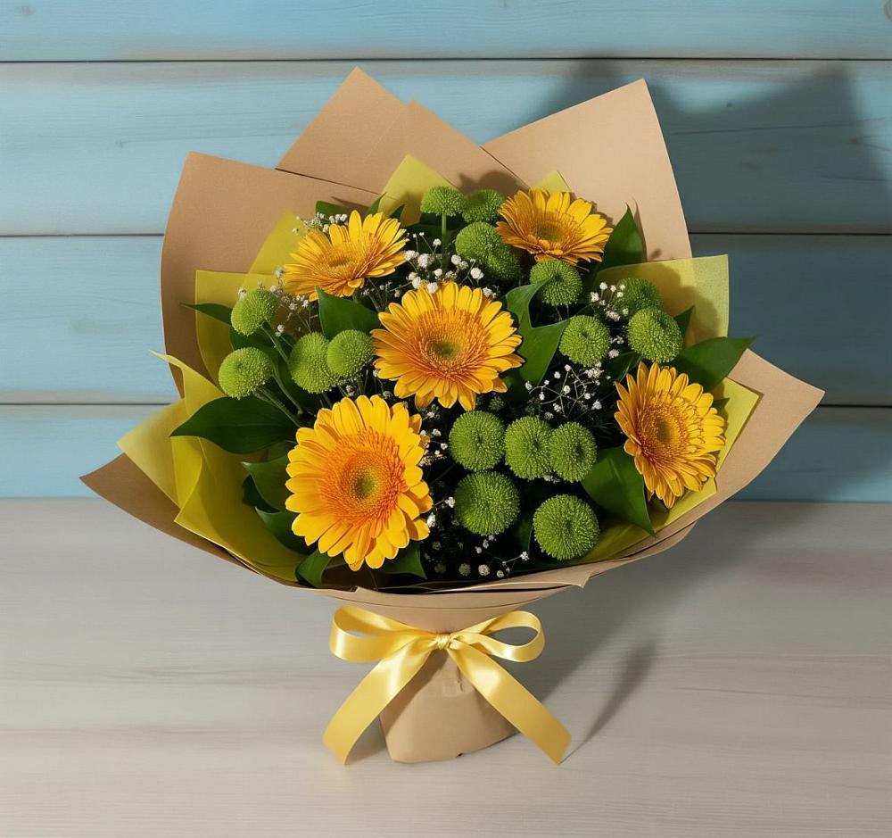 Букет цветов из: Герберы и Хризантемы в Бижбуляк