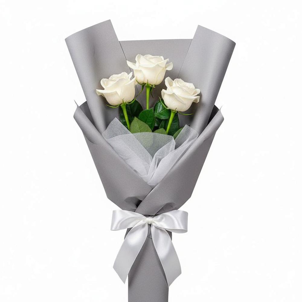 Букет 3 белые розы в Бижбуляк