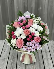 Букет цветов из:  Альстромерии, Гвоздики, Розы и Хризантемы в Бижбуляк