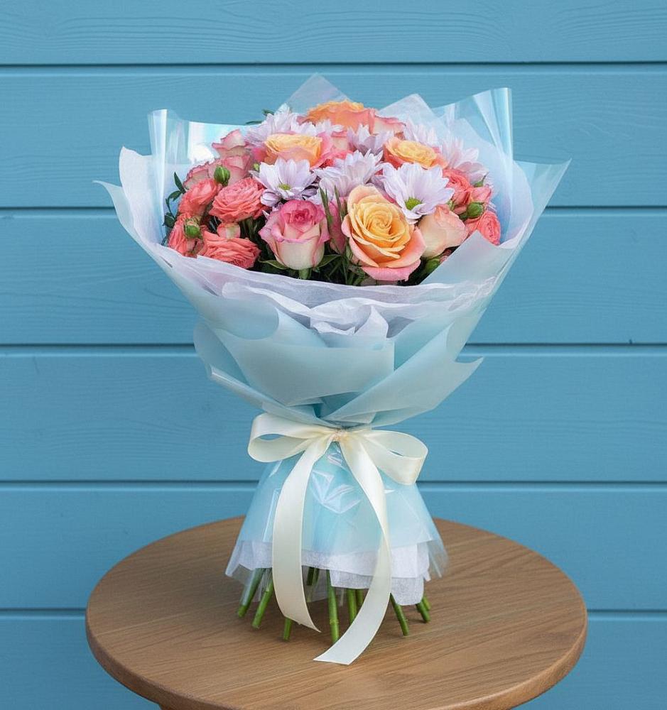 Букет цветов из: Хризантемы и Розы в Бижбуляк