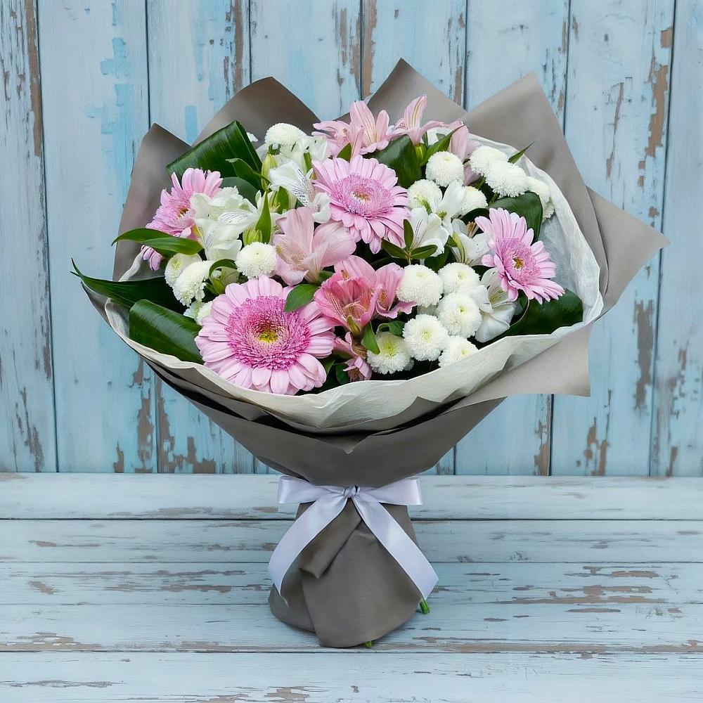 Букет цветов из: Герберы, Альстромерии и Хризантемы в Бижбуляк